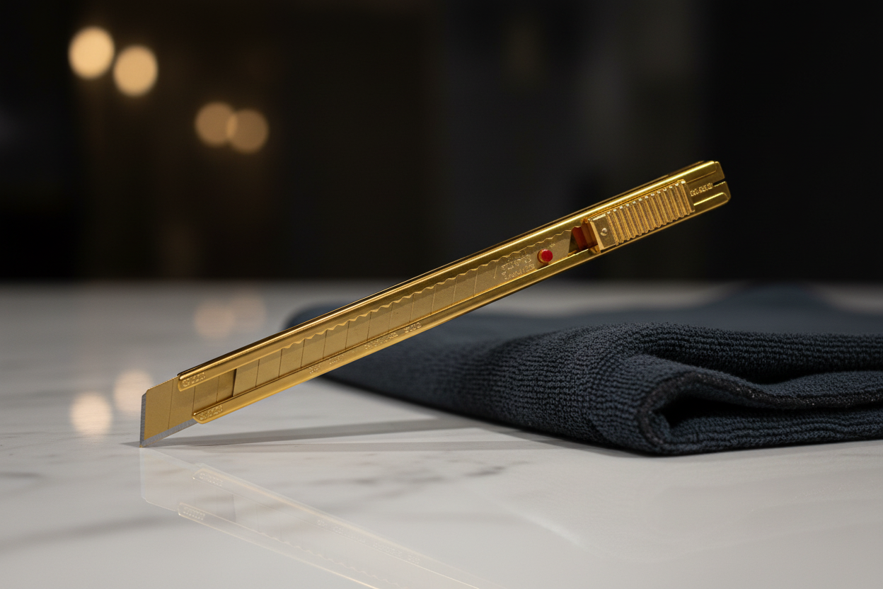 24K Gold Tint Knife in luxurious setting