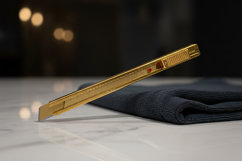 24K Gold Tint Knife in luxurious setting
